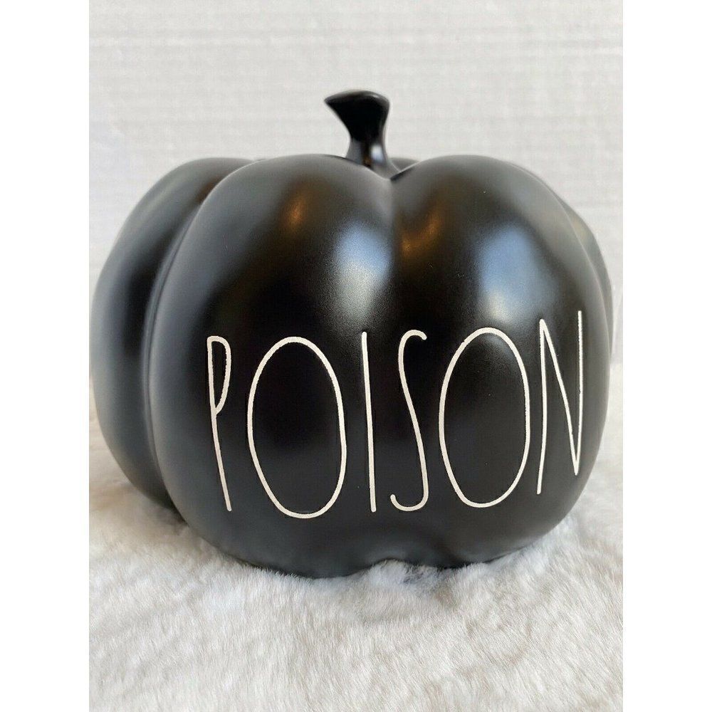 Rae Dunn Halloween Black Pumpkin "POISON" Medium